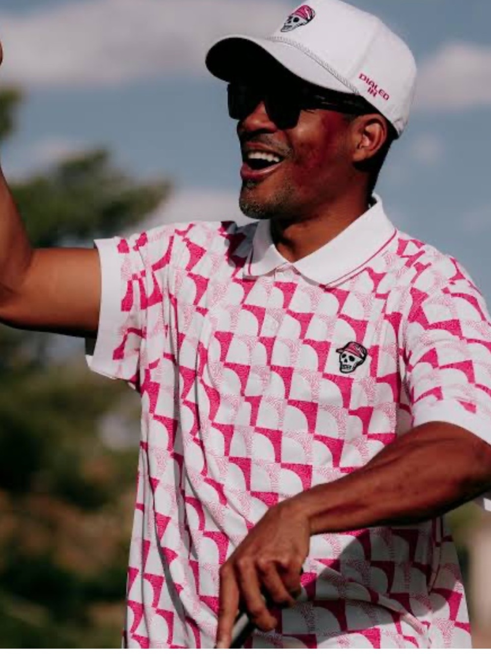Devereux Golf Skull Polo Pink Geometric Performance Shirt XXL